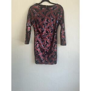 Anthropologie Endless Rose Woman Sequins 3/4 Sleeves Dress, Size Small